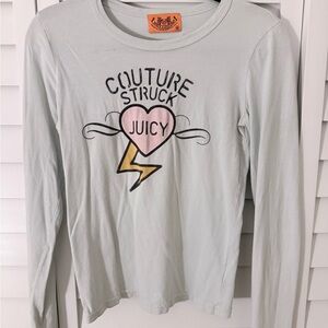 Juicy Couture Kids Long Sleeve Tee - Light Blue with Pink and Yellow